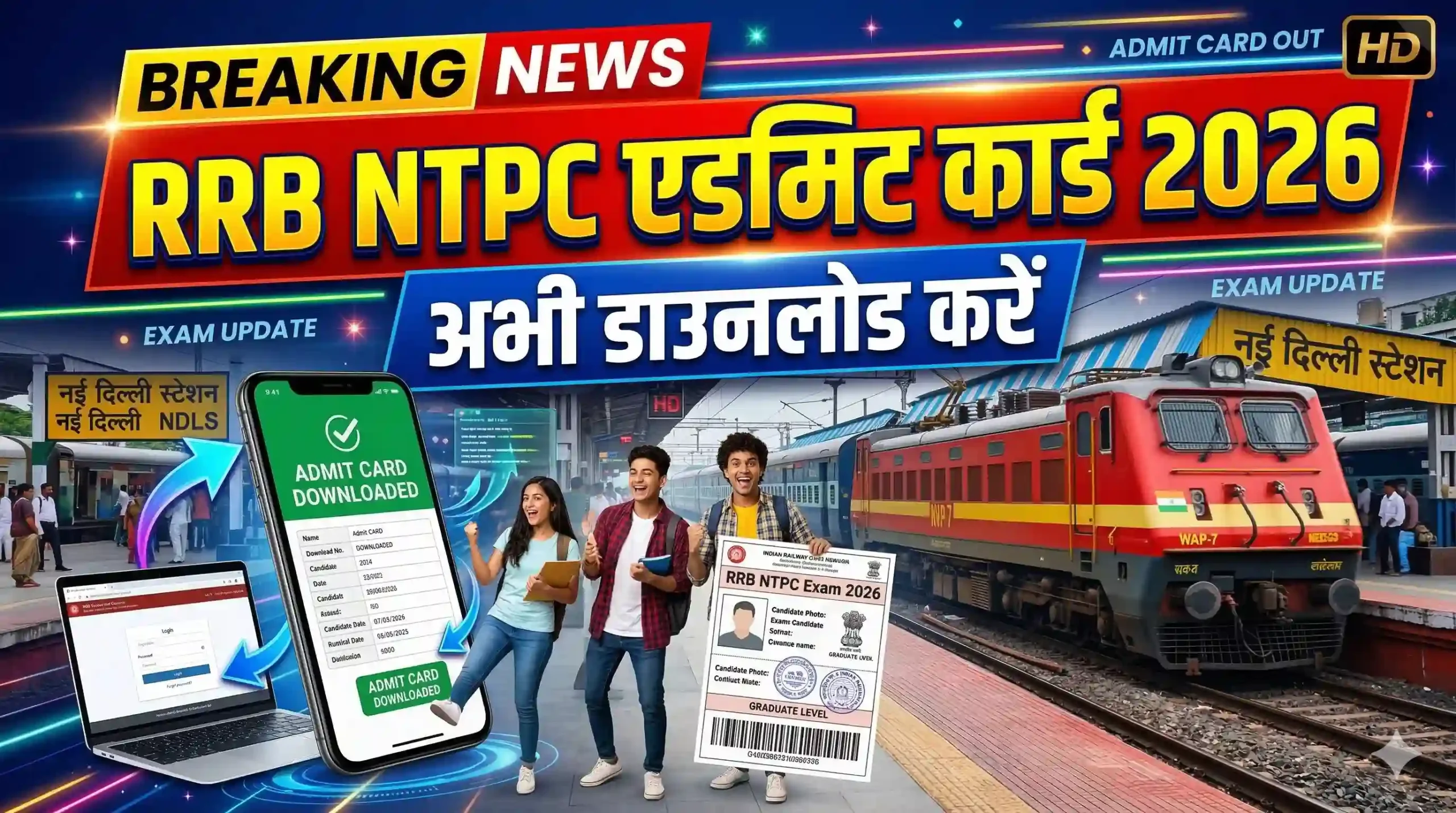 Railway NTPC Admit Card 2026 जारी, 16 मार्च से परीक्षा – यहां से डाउनलोड करें